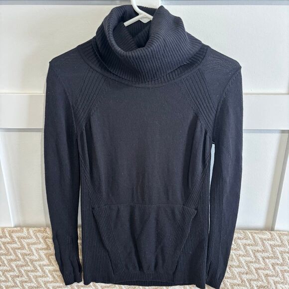 Lululemon Athletica Sweat and Savasana 100% Merino Wool Sweater Black Size 2 - Picture 4 of 9